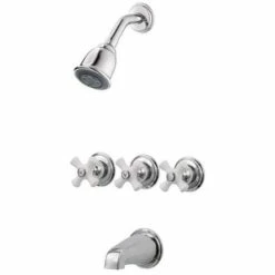 Brand new ❤️ Pfister Pfirst Series™ Three Handle Multi Function Bathtub & Shower Faucet in Polished Chrome (Trim Only) 🤩