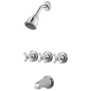Brand new ❤️ Pfister Pfirst Series™ Three Handle Multi Function Bathtub & Shower Faucet in Polished Chrome (Trim Only) 🤩