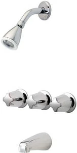 Brand new 🎉 Pfister Pfirst Series™ Three Handle Multi Function Bathtub & Shower Faucet in Polished Chrome 🔔