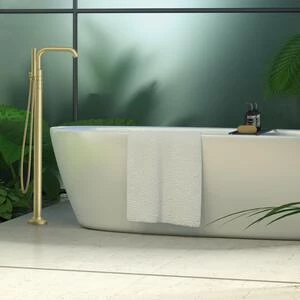 Cheap 💯 Pfister Tenet™ Double Lever Handle Tub Floor Mount Filler with Hand Shower (Trim Only) in Brushed Gold 😀 - Image 5