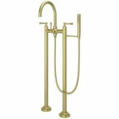 Outlet ⌛ Pfister Tisbury™ Two Handle Cross Floor Mount Filler in Brushed Gold ❤️