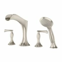 Best deal 🎉 Pfister Rhen™ Two Handle Roman Tub Faucet Trim Only with Hand Held Shower in Brushed Nickel 🥰