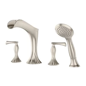 Best deal 🎉 Pfister Rhen™ Two Handle Roman Tub Faucet Trim Only with Hand Held Shower in Brushed Nickel 🥰