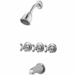 Best Pirce 🎁 Pfister Pfirst Series™ Three Handle Multi Function Bathtub & Shower Faucet in Polished Chrome (Trim Only) ❤️