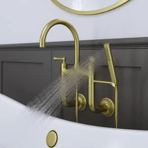 Best reviews of 🎉 Pfister Tisbury™ Three Handle Wall Mount Filler in Brushed Gold 😀 - Image 3