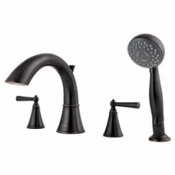 New ✔️ Pfister Saxton™ 1.8 gpm 4 Hole Deck Mount Roman Tub Faucet with Double Lever Handle in Tuscan Bronze 👍